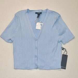 Sky Blue Ribbed Knit Top NWT